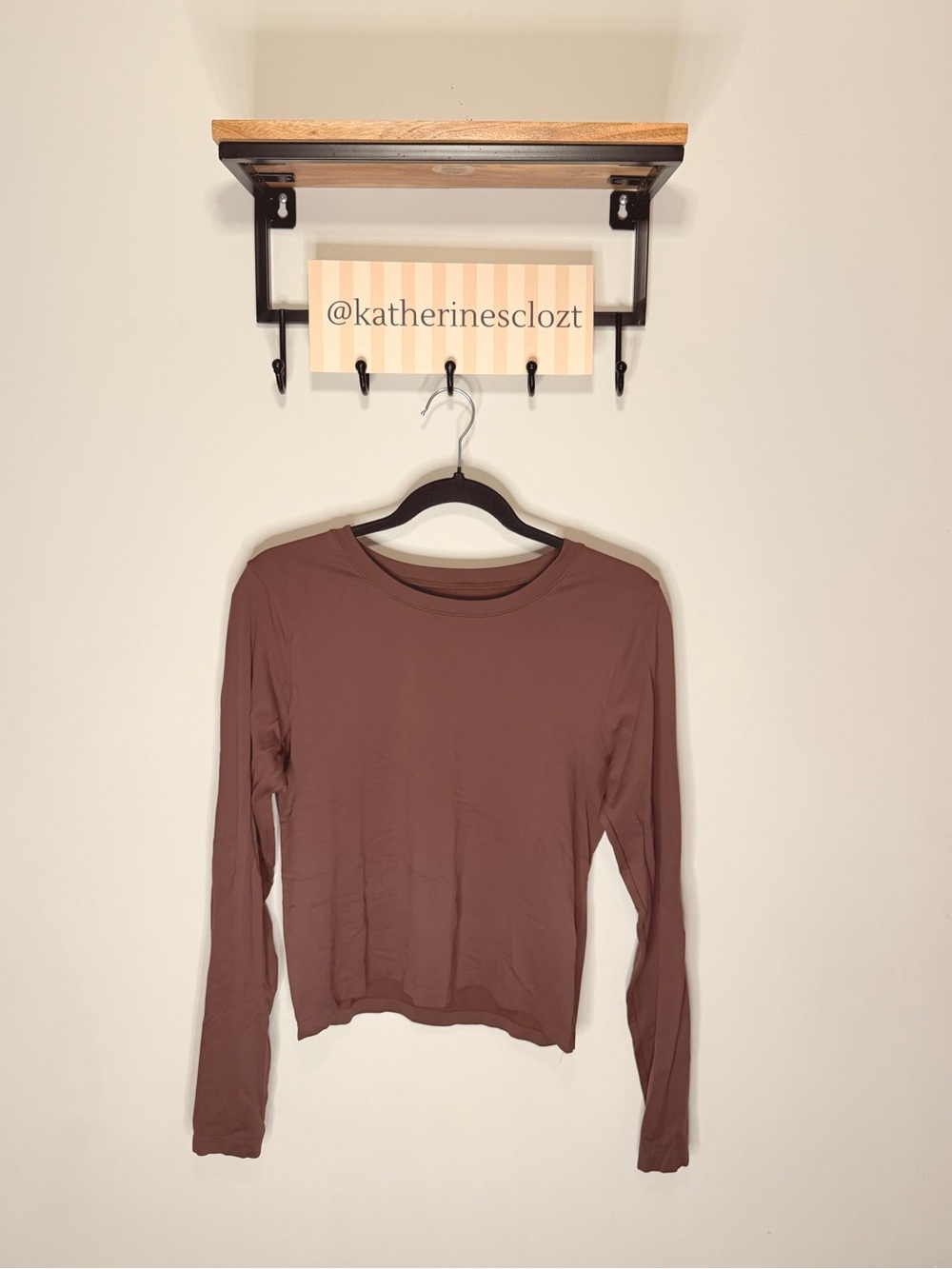 Marshalls Women's Long-Sleeve Scoop Neck Top in Chocolate Brown